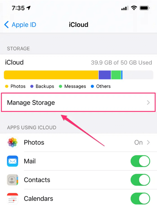 نسخ الرسائل احتياطيًا إلى iCloud على iOS