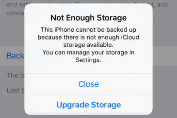iCloud ليس لديه مساحة تخزين كافية