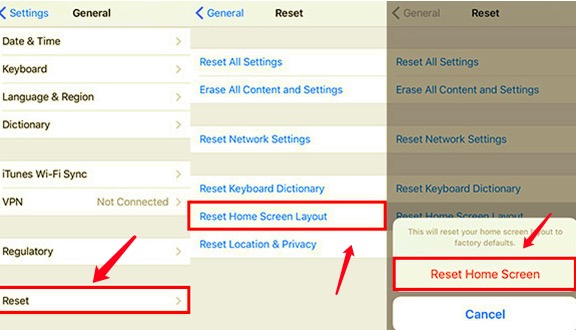 إعادة تعيين تخطيط الشاشة الرئيسية لإظهار التطبيقات المخفية على iPhone