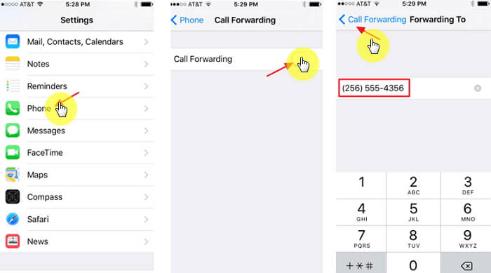 الإعداد إعادة توجيه المكالمات على iphone