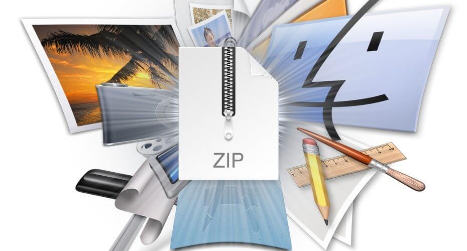 ضغط المجلدات في نظام التشغيل Mac Zip