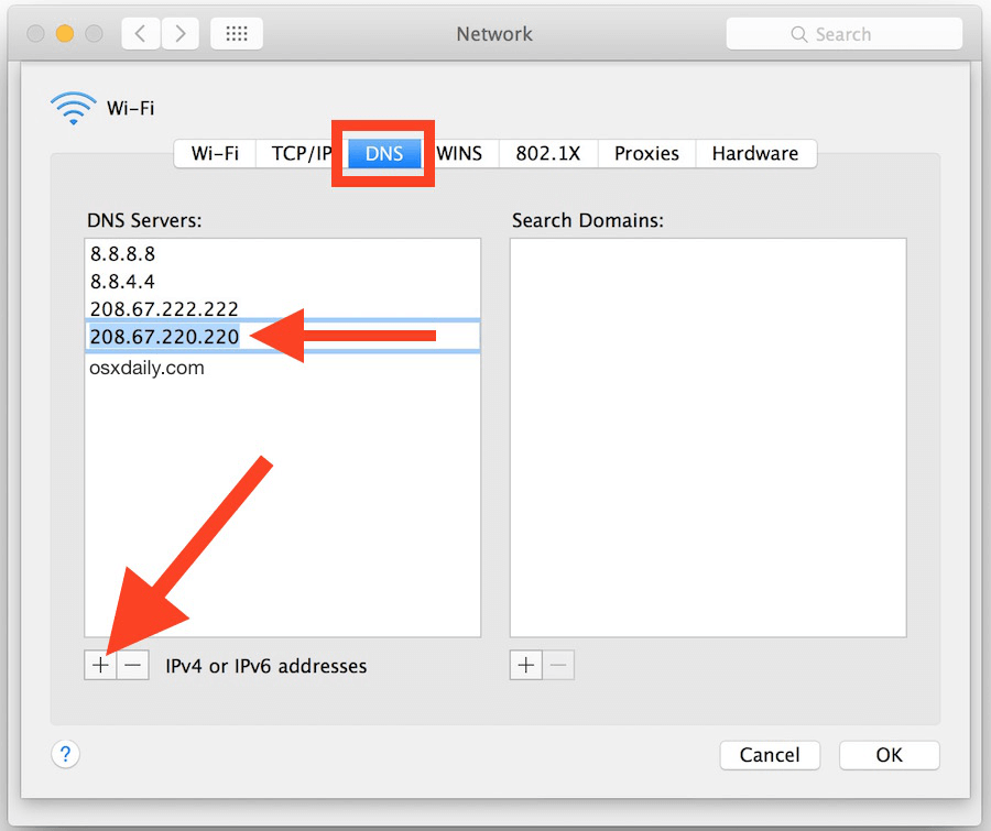 البحث عن خادم DNS على نظام أسماء النطاقات Mac