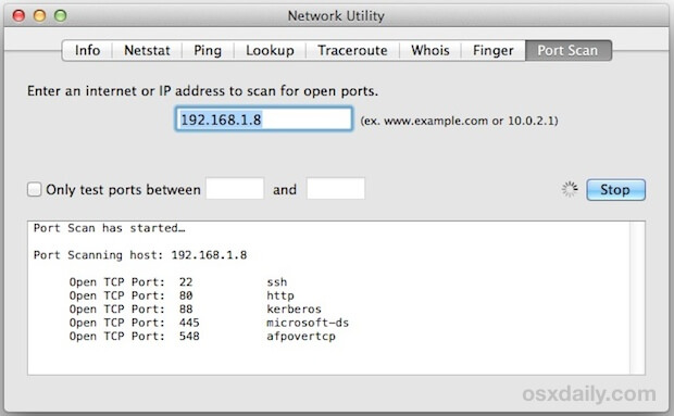 أداة شبكة الاتصال Mac Port Scan