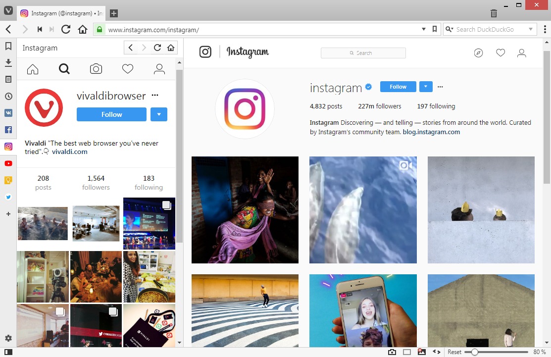 انشر على Instagram من Mac Vivaldi