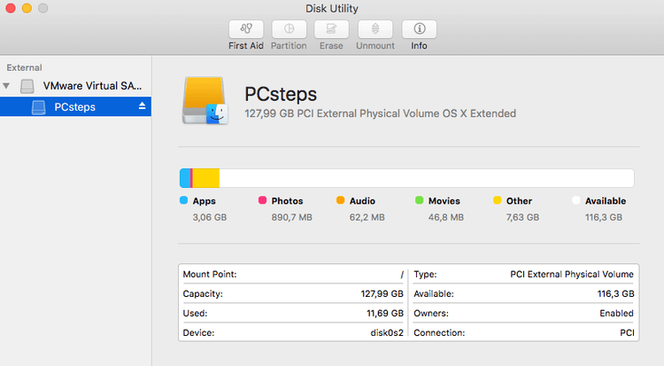 يقوم Mac بتغيير حجم القسم دون محوه باستخدام أداة القرص