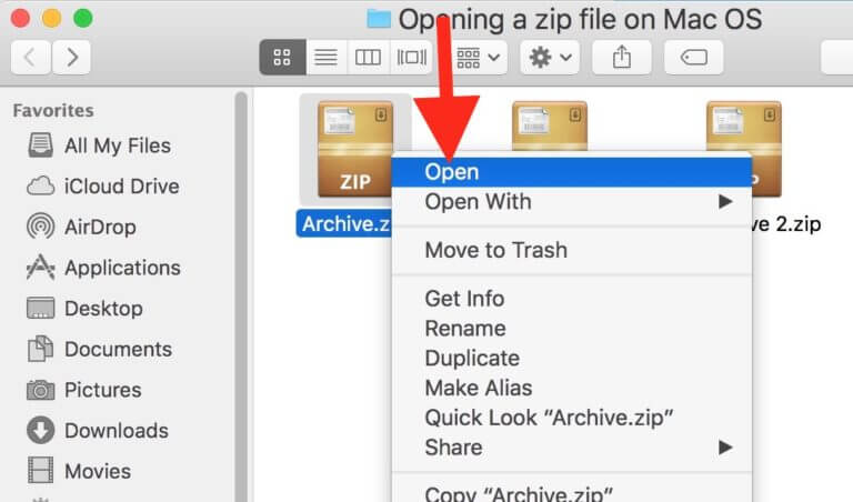 غير قادر على توسيع Zip فتح