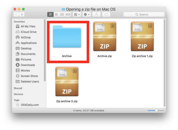 تعذر توسيع مجلد حفظ Zip