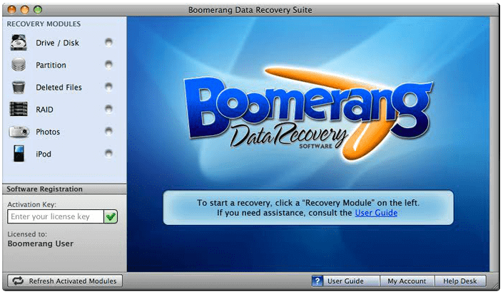 برنامج Recuva Mac البديل - Boomerang Data Recovery