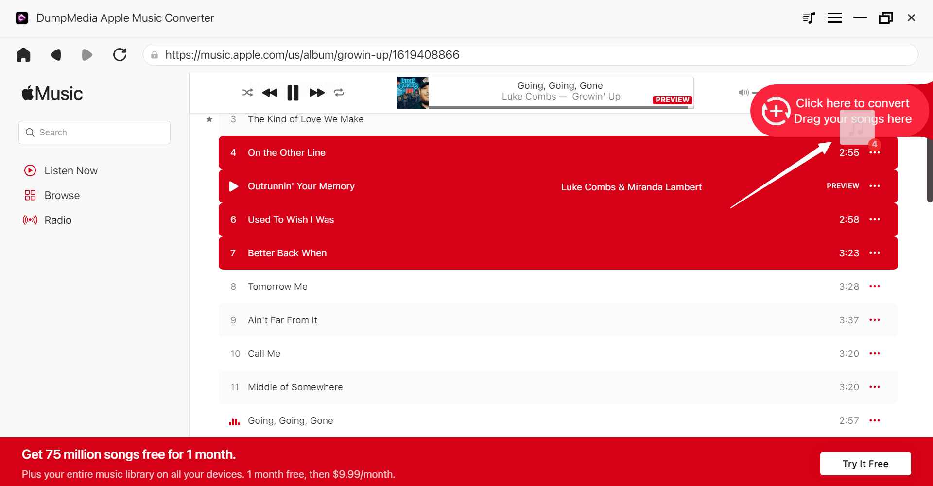 أفضل برنامج لتحويل موسيقى Apple: DumpMedia Apple Music Converter - إضافة ملفات