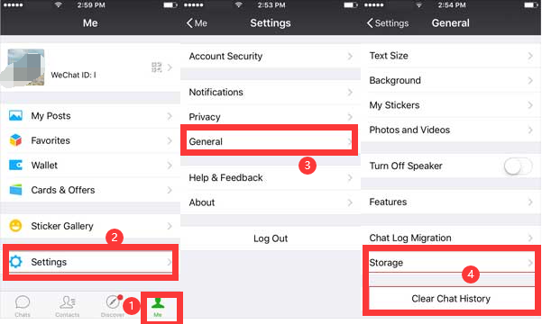 احذف WeChat Chat History على جهاز iOS