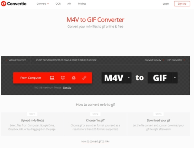 قم بتحويل M4V إلى GIF عبر الإنترنت باستخدام برنامج Convertio