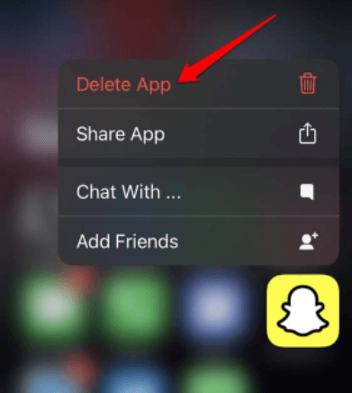 حذف صورة Snapchat عن طريق إلغاء تثبيت Snapchat