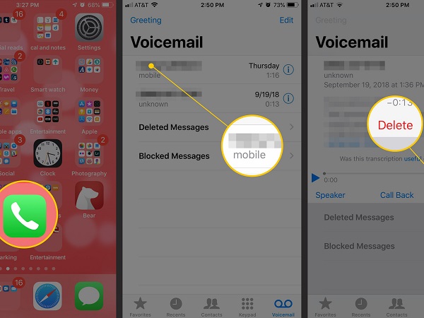 كيفية حذف بريد صوتي معين على iPhone