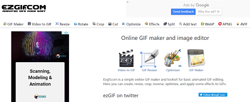 تحويل الفيلم إلى GIF باستخدام Ezgif