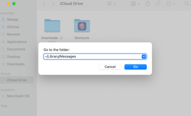 حذف محفوظات iMessage من خلال Finder