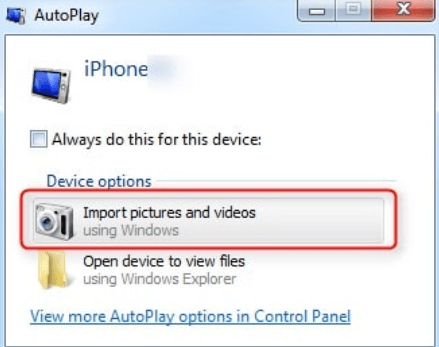 استخراج الصور من iPhone من خلال Windows AutoPlay