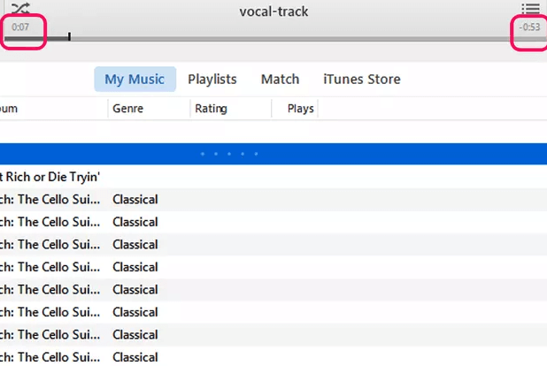قص أغنية في iTunes باستخدام مكتبة iTunes الخاصة بك