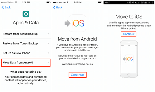 نقل البيانات من LG إلى iPhone باستخدام تطبيق النقل إلى iOS