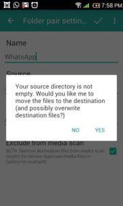 نقل ملفات Whatsapp إلى مجلد بطاقة SD عبر Foldermount
