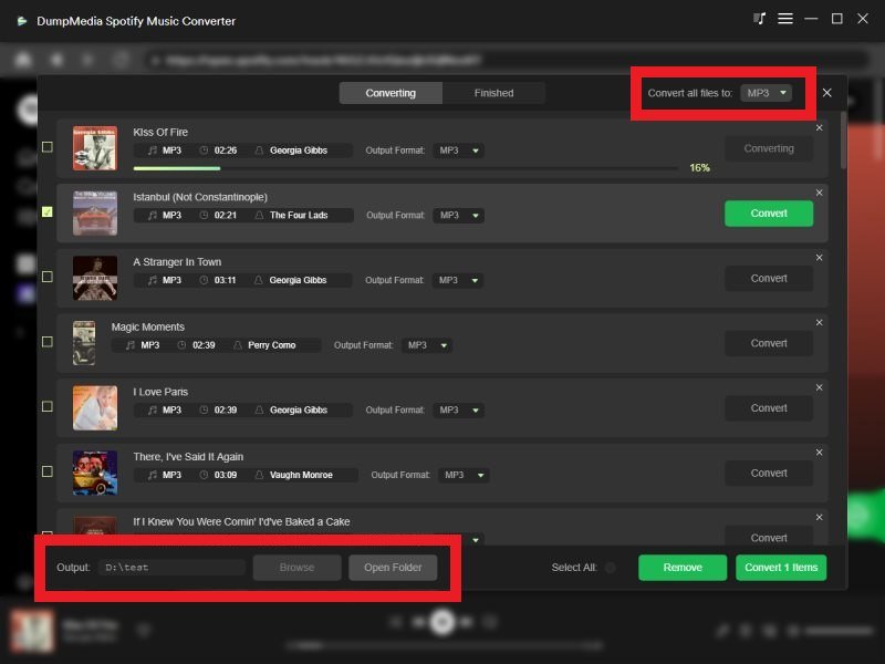 قم بتحويل Spotify إلى MP3 باستخدام أفضل أداة: DumpMedia Spotify Music Converter - إعدادات الإخراج