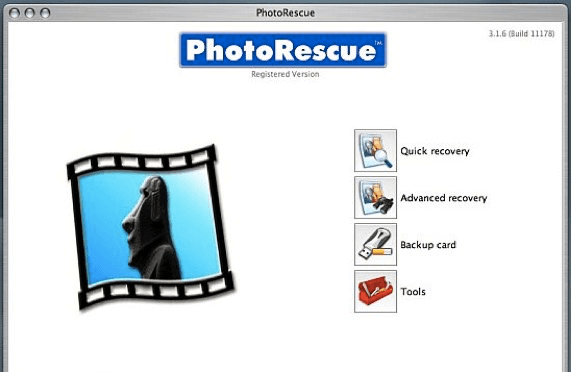 الواجهة البسيطة لبرنامج PhotoRescue