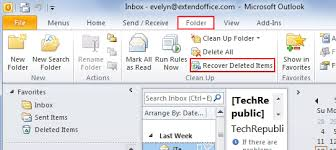 استعادة العناصر المحذوفة في Outlook بسبب طريقة الحذف الثابت