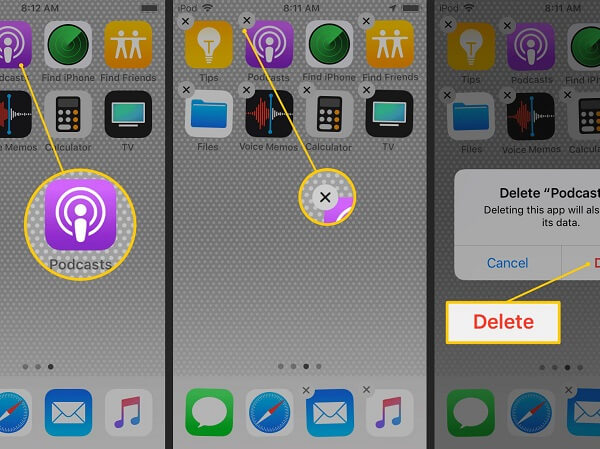 قم بإزالة أو إلغاء تثبيت تطبيق Podcasts من iPhone