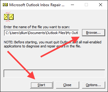 إصلاح ملفات PST الخاصة بك عن طريق أداة إصلاح Microsoft Outlook