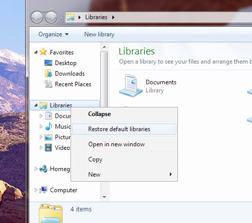قم باستعادة مكتبة Windows الخاصة بك