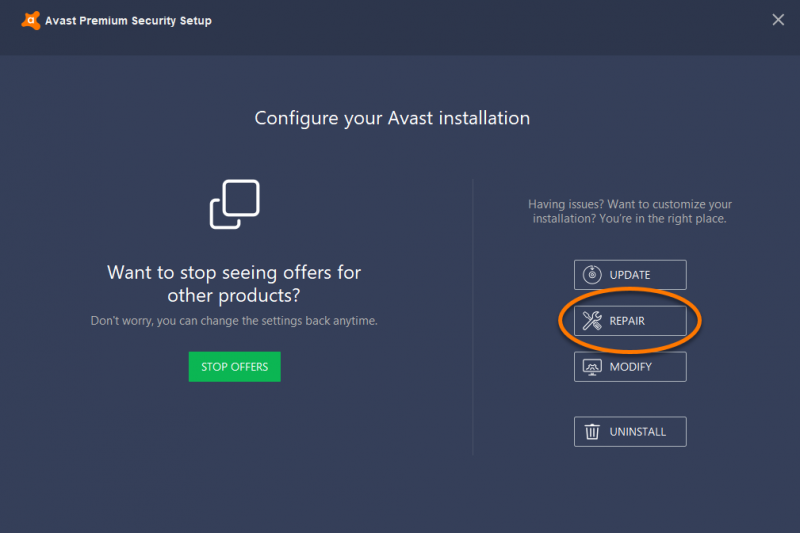 إصلاح لا يمكن لـ Avast استعادة خطأ الملف عن طريق إصلاح Avast Antivirus