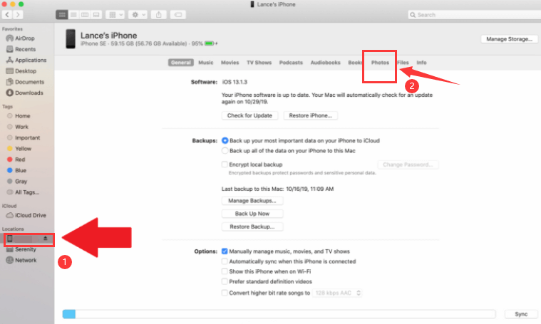 قم بمزامنة iPad الخاص بك مع iTunes أو Finder عندما لا يمكنك حذف الصور من iPad