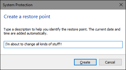 قم بإنشاء نقطة استعادة لاستعادة برامج التشغيل المحذوفة في نظام التشغيل Windows 10