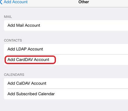 أضف حساب CardDAV