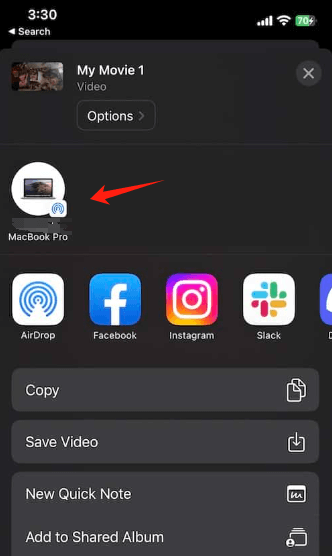 Airdrop iMovie من iPhone إلى Mac