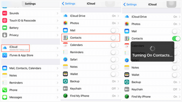 نسخ جهات الاتصال احتياطيًا إلى iCloud لنقل أرقام الهواتف إلى S8