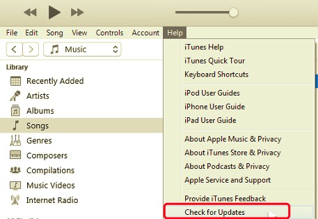 تحقق من وجود تحديثات لإصلاح برنامج تشغيل iTunes غير المثبت على Windows