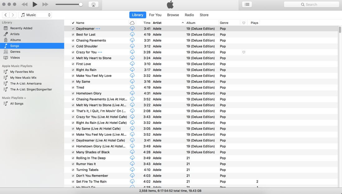 انقل الأغاني في متجر iTunes