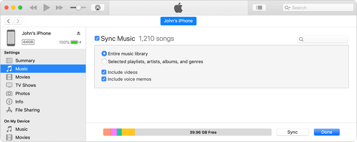 انقل الموسيقى من iPod إلى iPhone عن طريق مزامنة الموسيقى