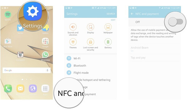 نقل البيانات بين Samsung عبر Nfc