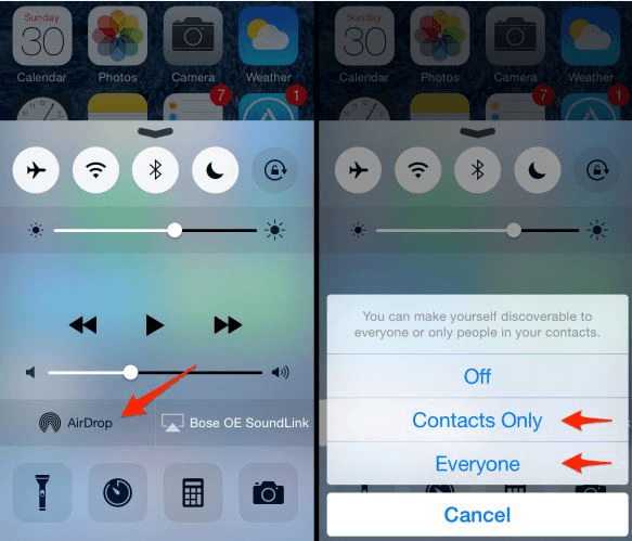 استخدام AirDrop لإرسال فيديو كبير من iPhone