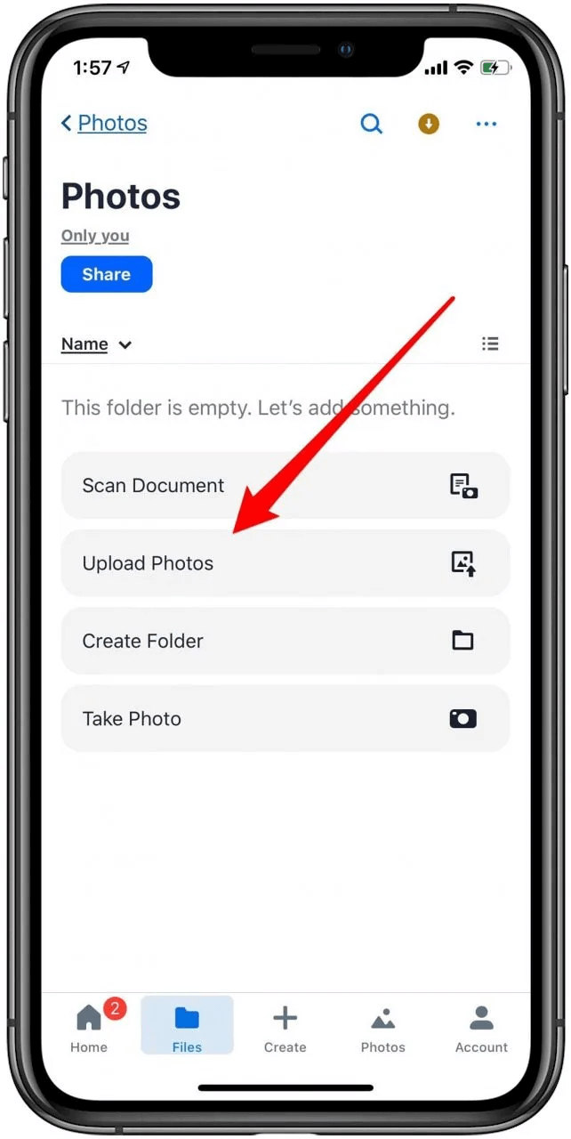 استخدام Dropbox لمزامنة الصور من iPhone إلى الكمبيوتر