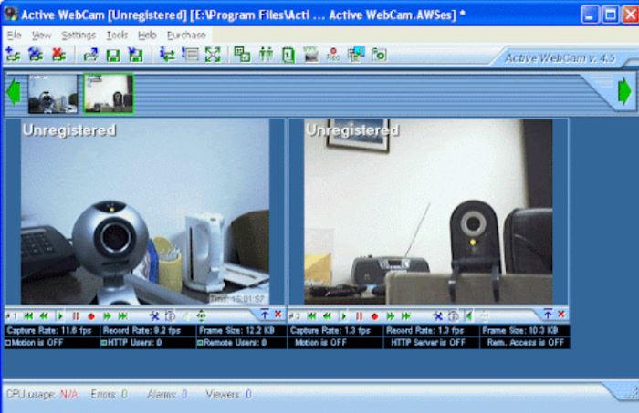 برنامج تسجيل كاميرا الويب النشط لنظام التشغيل Windows 10