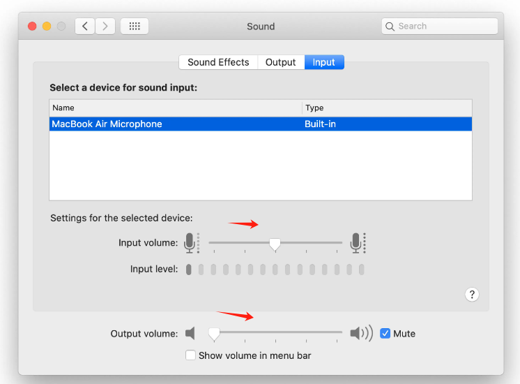 اضبط إعدادات إدخال وإخراج الصوت على نظام Mac لإصلاح المشكلة