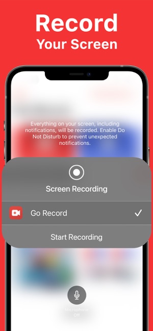 تسجيل الشاشة مع الصوت على iPhone عبر تطبيق Go Record