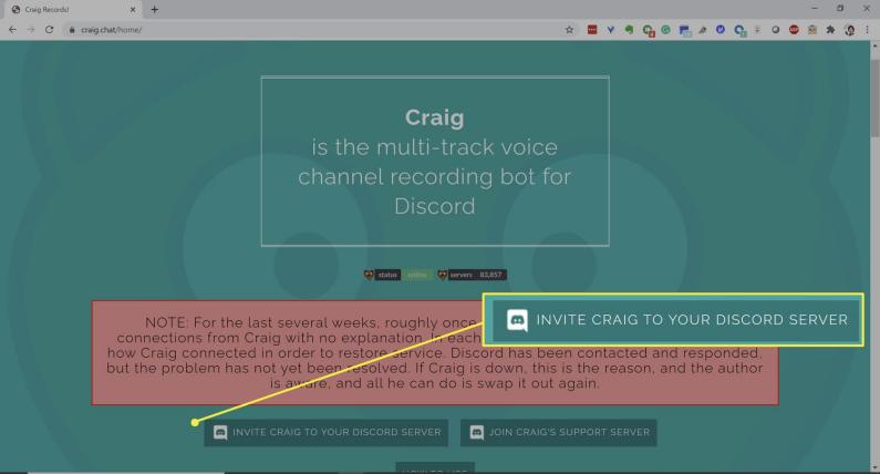 تسجيل صوت Discord باستخدام Craig (الكمبيوتر)