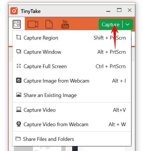 برنامج TinyTake لالتقاط الفيديو لنظام التشغيل Mac