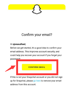 تحقق من عنوان البريد الإلكتروني لفتح حساب Snapchat