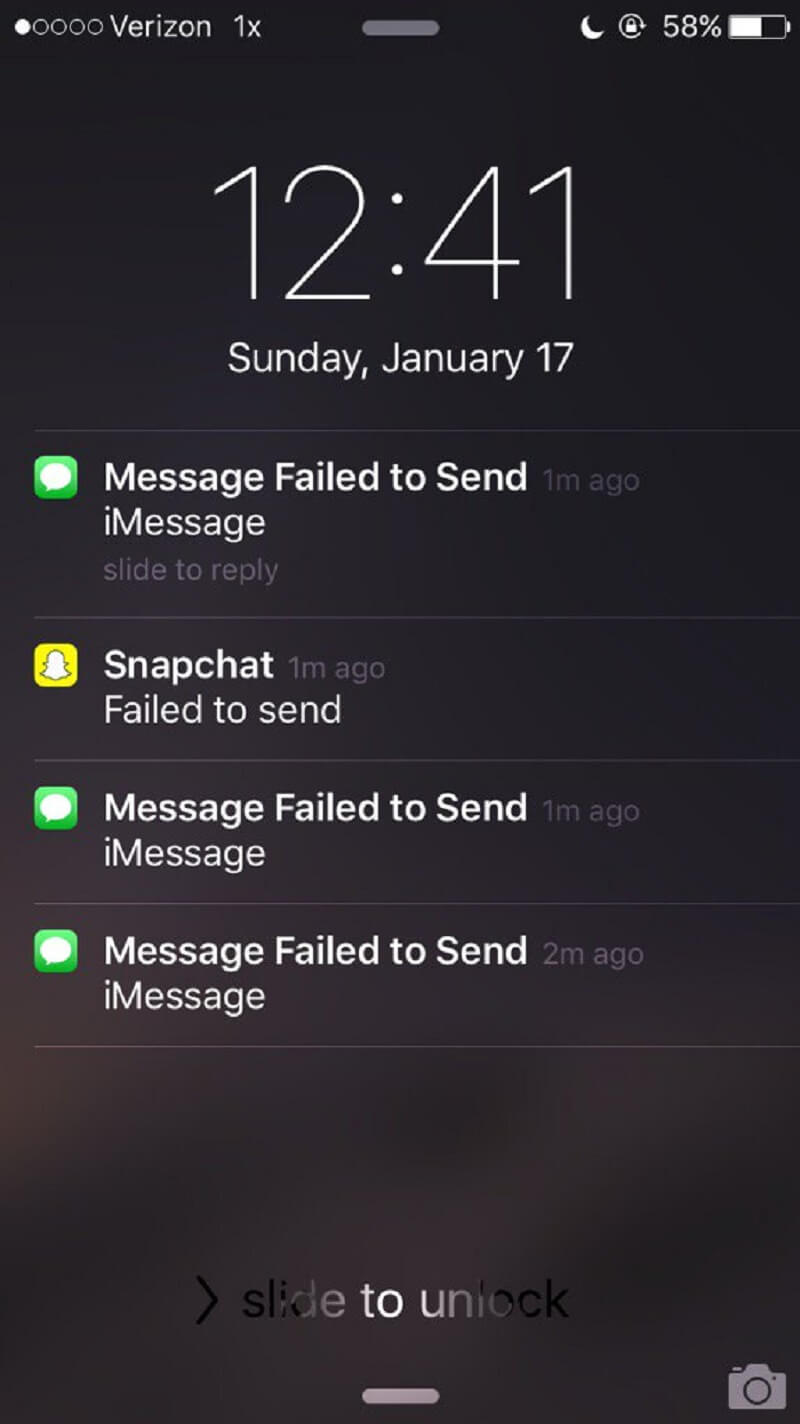 فشل إرسال Snapchat