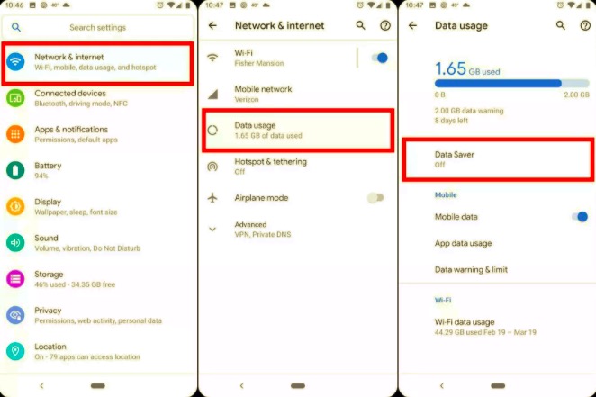 تعطيل Android Data Saver لإصلاح WhatsApp لا يعمل