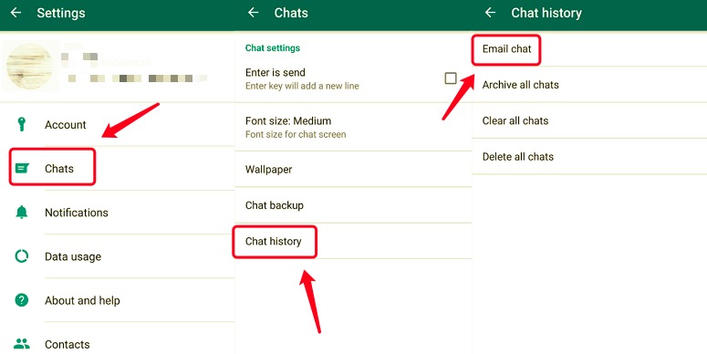 انقل دردشات WhatsApp من Android إلى iPhone عبر الدردشة عبر البريد الإلكتروني